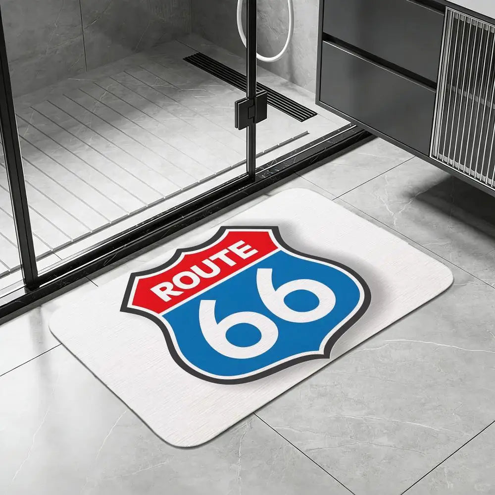 Route 66 Diatomite Bath Mat – Quick-Dry Anti-Slip Floor Mat Diatomite Bath Mat Axl White2 40x60cm