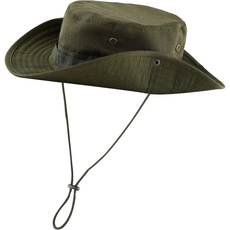 Wide Brim Cotton Fishing Hat – Bucket & Cowboy Cap + Strap Wide Brim Hat Axl green One Size