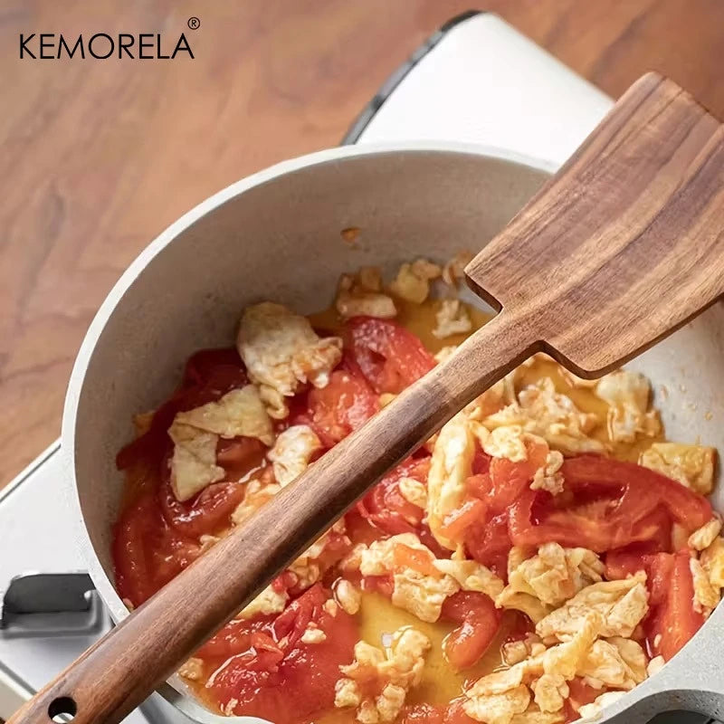 Acacia Wood Spatula for Non-Stick Pans | KEMORELA 1-2 Piece Set Wood Cooking Spatula Axl