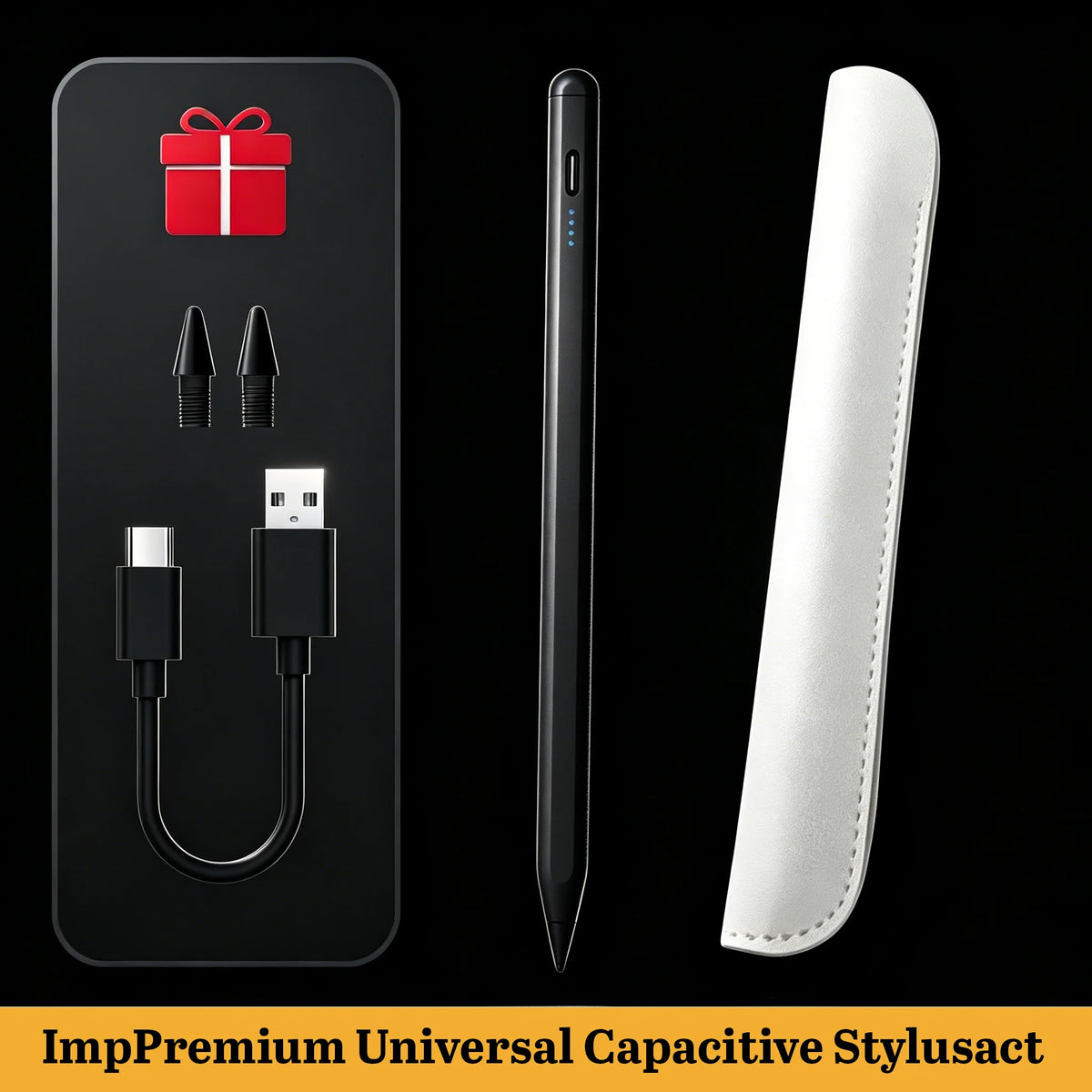 Universal Stylus Pen for Android & iOS Tablets – USB-C Rechargeable Tablet Stylus Pen Axl Black