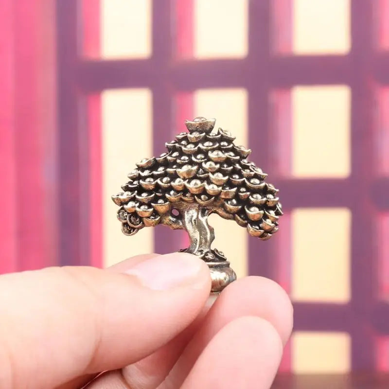 Brass Fortune Money Tree Figurine – Feng Shui Desktop Decor Brass Figurine Sculpture Axl