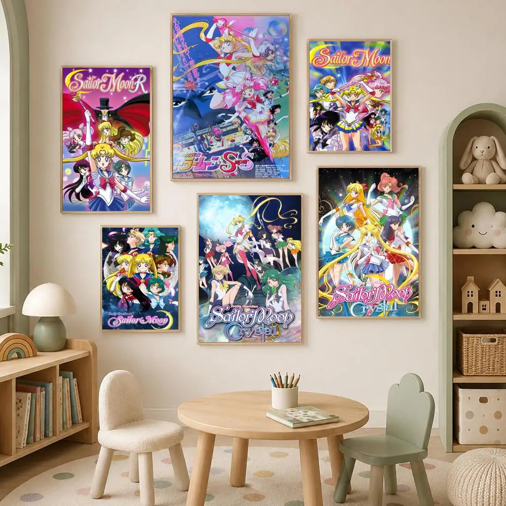 Sailor Moon Self-Stick HD Wall Poster – Waterproof Anime Décor Wall Art Poster Axl