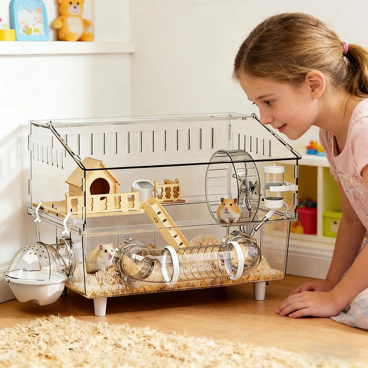 Large Hamster Cage 17.7x11.8x13.5 In – Detachable Small Animal Home Small Animal Cage Axl