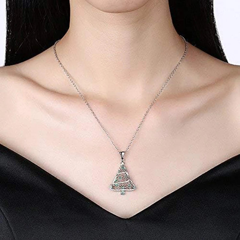 Huitan Christmas Tree Pendant Necklace – Cubic Zirconia Pendant Necklace Axl