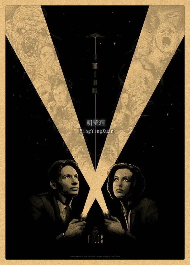X-Files "I Want to Believe" UFO Alien Vintage Kraft Poster Vintage Wall Poster Axl 11 42x30cm