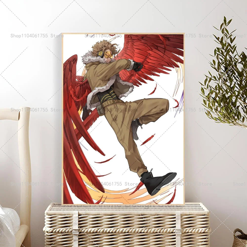 My Hero Academia Hawks Anime Poster – Self-Adhesive Wall Art Anime Wall Poster Axl z4 30x42cm No Frame