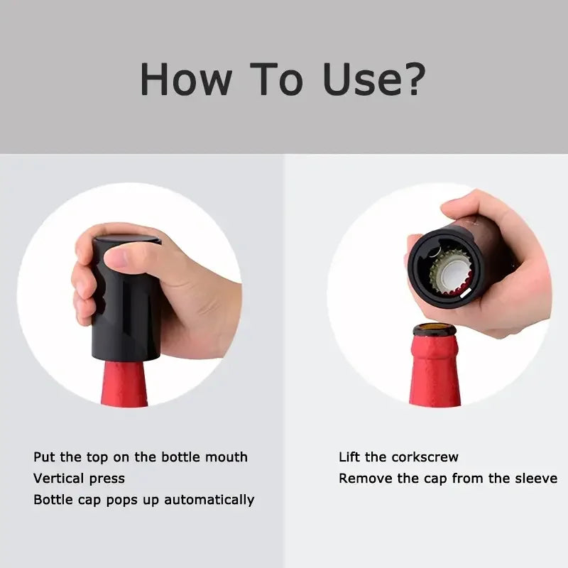 Magnetic Auto Beer Bottle Opener with Cap Catcher – Black Bottle Opener Axl