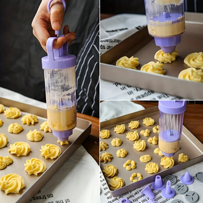 Cookie Press Gun Kit with Decorating Tips | Baking Tool Set Cookie Press Kit Axl