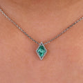 Huitan Green Cubic Zirconia Rhombic Pendant Necklace | Women Pendant Necklace Axl XL1318 45cm