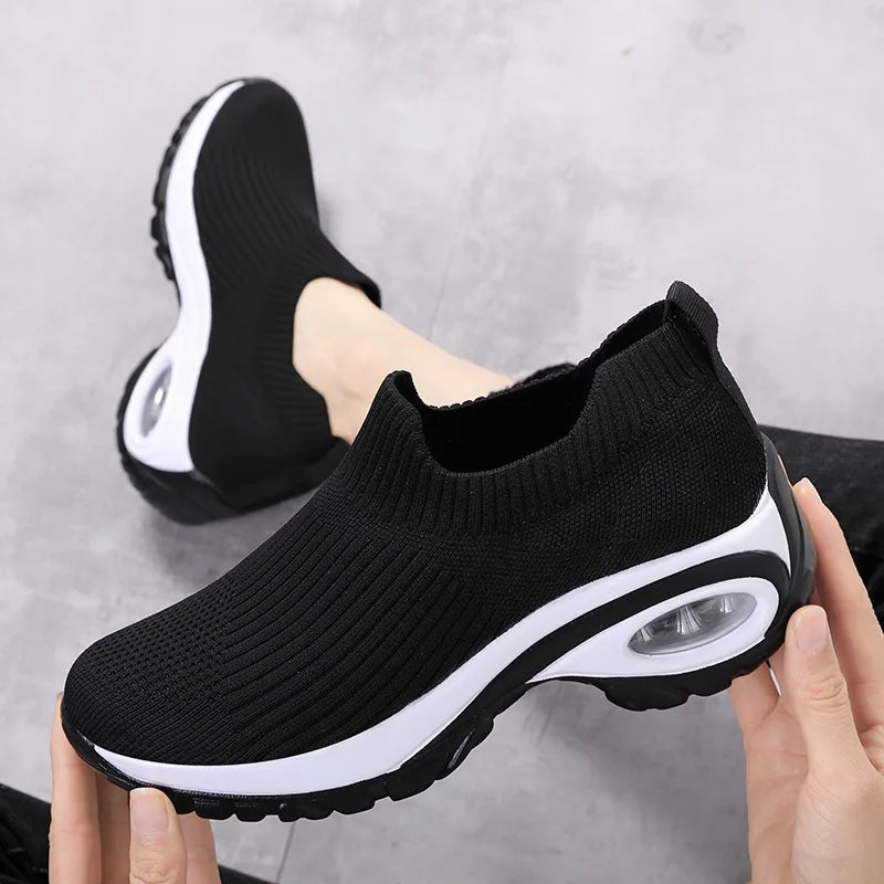 Women's Wedge Platform Sneakers – Breathable Casual Sport Shoes Platform Sneakers Axl black 39