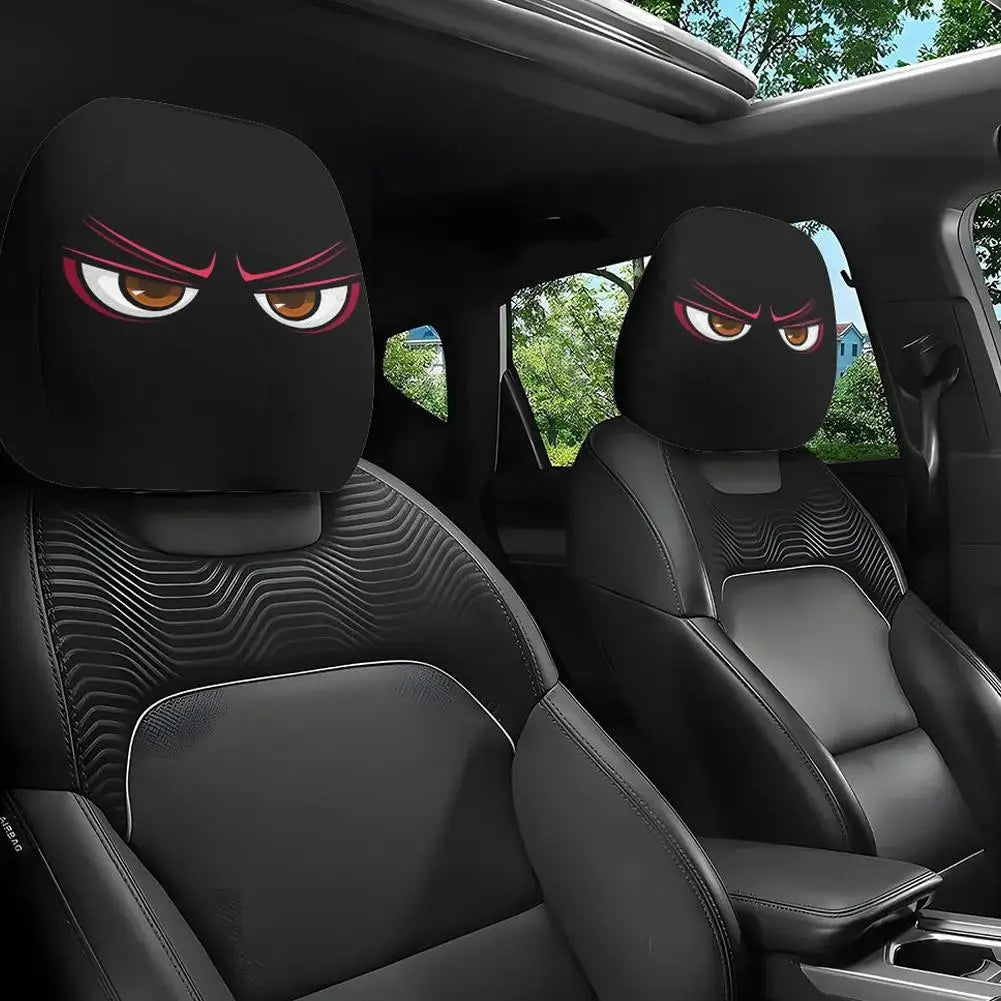 Cartoon Eyes Car Headrest Covers – 2-Pack Halloween Decor Car Headrest Cover Axl