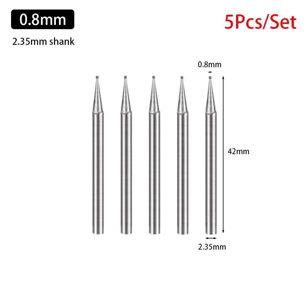 5-Pc Diamond Spherical Burr Set – 2.35mm Shank, 0.5–8mm Diamond Grinding Burr Axl 0.8mm