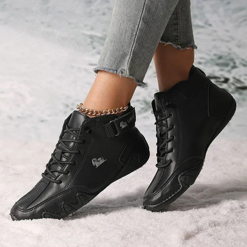 Women's Microfiber Ankle Boots – Breathable Lace-Up Flat Shoes Women's Ankle Boots Axl