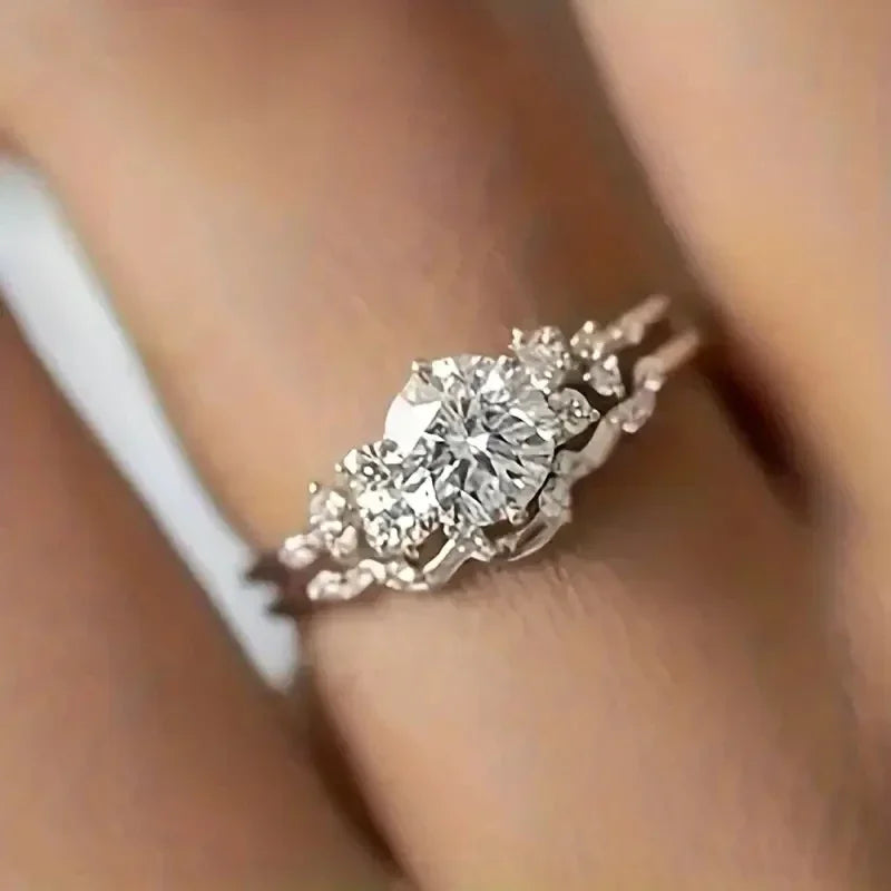 Huitan 2-Piece Cubic Zirconia Bridal Ring Set for Women Bridal Ring Set Axl