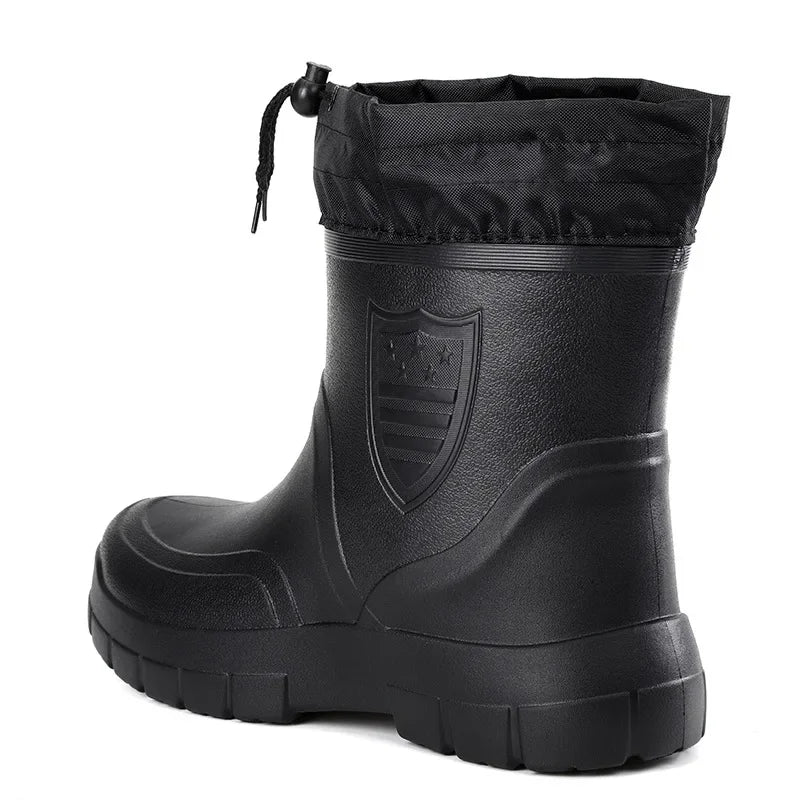 Men's Waterproof Slip-On Rain Boots – Warm Winter Work Boot Men's Rain Boots Axl