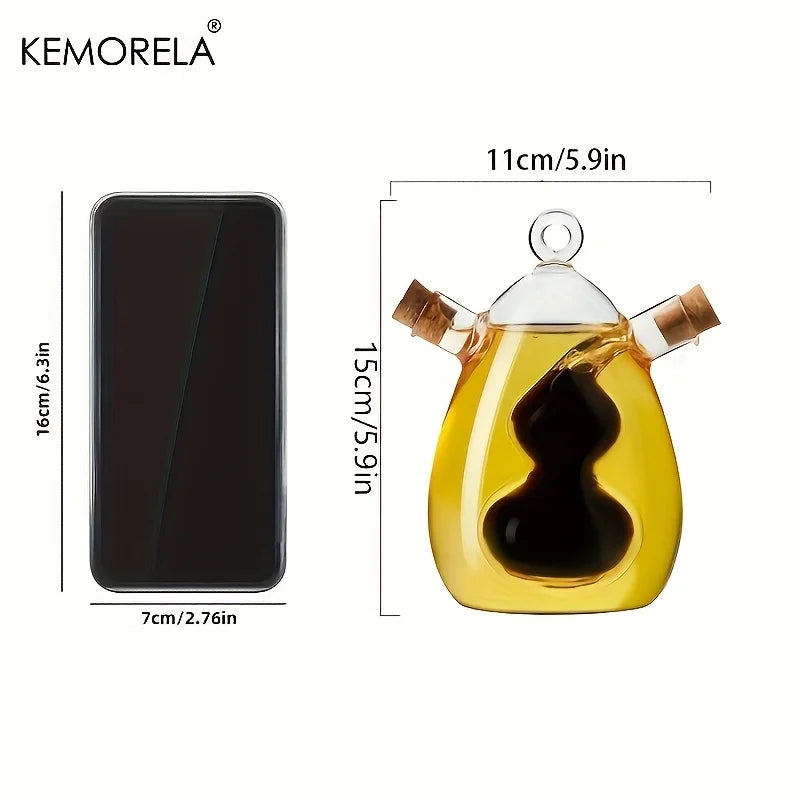 KEMORELA 2-in-1 Glass Oil & Vinegar Dispenser Bottle 350ml Oil & Vinegar Dispenser Axl