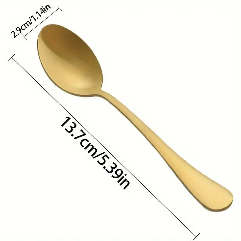 8-Piece Gold Stainless Steel Coffee & Tea Spoons Set Flatware Spoon Set Axl