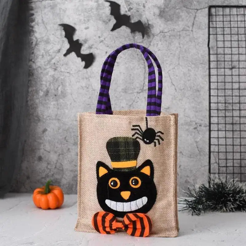 Halloween Linen Tote Bag – Kids Trick or Treat Gift Bag Halloween Tote Bag Axl