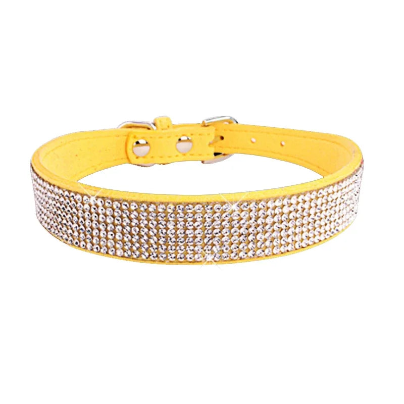 Rhinestone Crystal Dog Collar – Bling Pet Collar for Small Dogs Rhinestone Pet Collar Axl YELLOW M