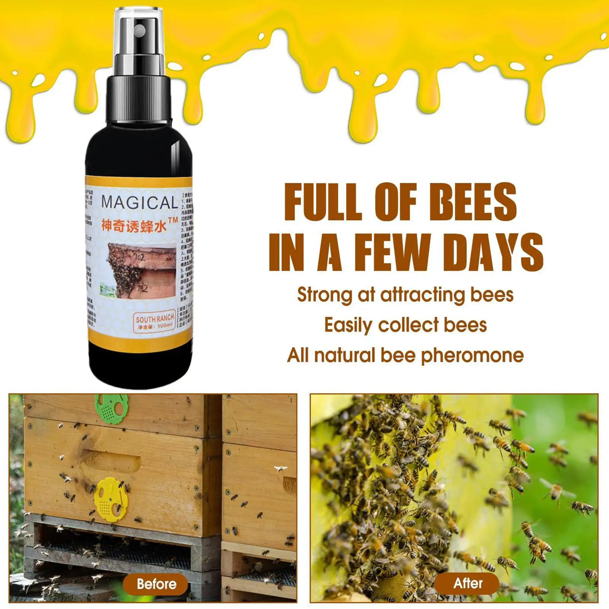 100ml Bee Attractant Spray – Wood Bee Trap Lure All Seasons Bee Trap Lure Spray Axl