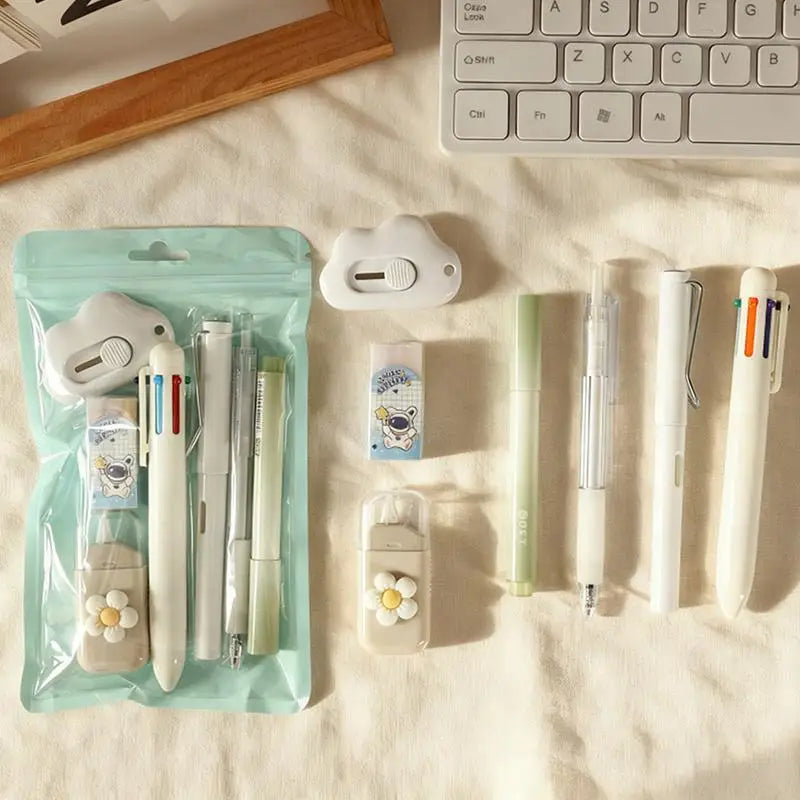 7-Piece Gel Pen Stationery Set – Student & Office Writing Kit Gel Pen Set Axl white
