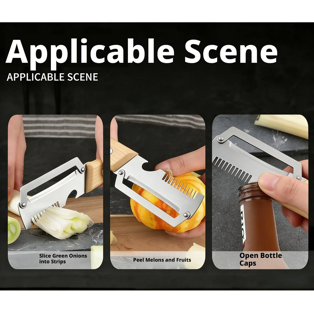 2-in-1 Paring Knife & Peeler with Ergonomic Wood Handle Kitchen Peeler Knife Axl