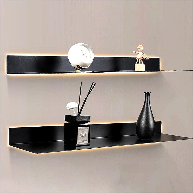 Nordic LED Wall Shelf – Double-Tier Metal Storage Rack Wall Storage Shelf Axl