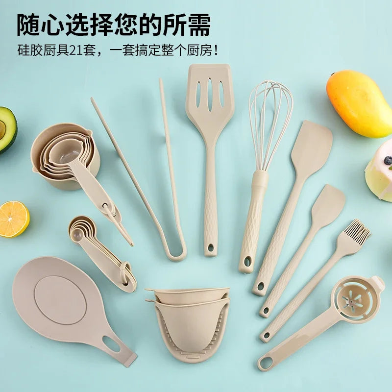 21-Piece Silicone Kitchen Baking & Cooking Tool Set Silicone Kitchen Set Axl