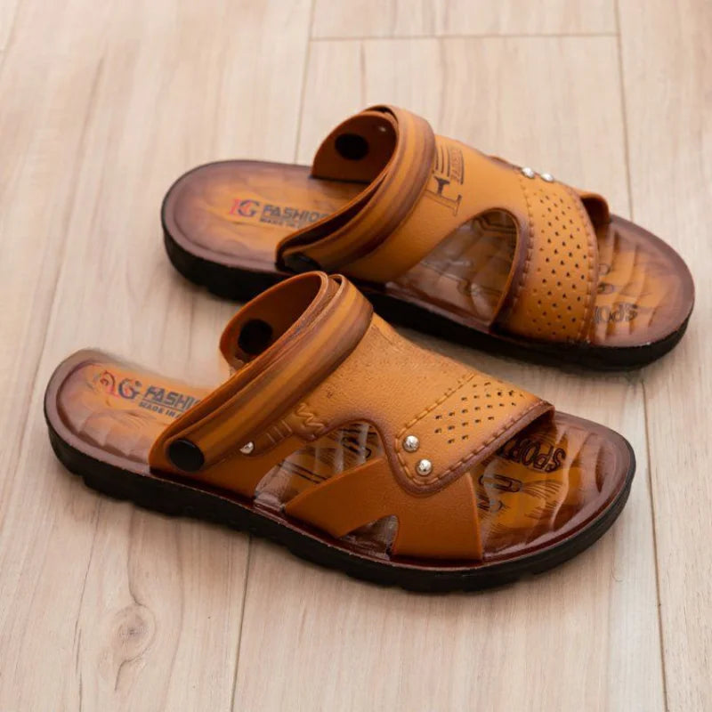 YBQJOO Men's Open Toe Leather Sandals – Anti-Slip Beach Shoes Men's Sandals Axl YELLOW 45