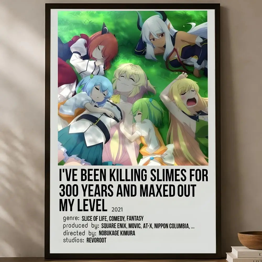 Killing Slimes 300 Years Anime HD PVC Self-Stick Wall Poster Anime Wall Poster Axl White14 60X90cmNoframe