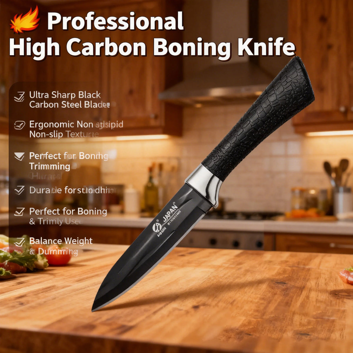 Japanese Kitchen Knife Set – Black Stainless Steel, 1/3/5 Pc Kitchen Knife Set Axl
