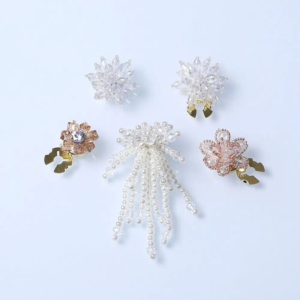 Pearl Button Covers – Alloy Rhinestone Flower DIY Shirt Decor Button Covers Axl