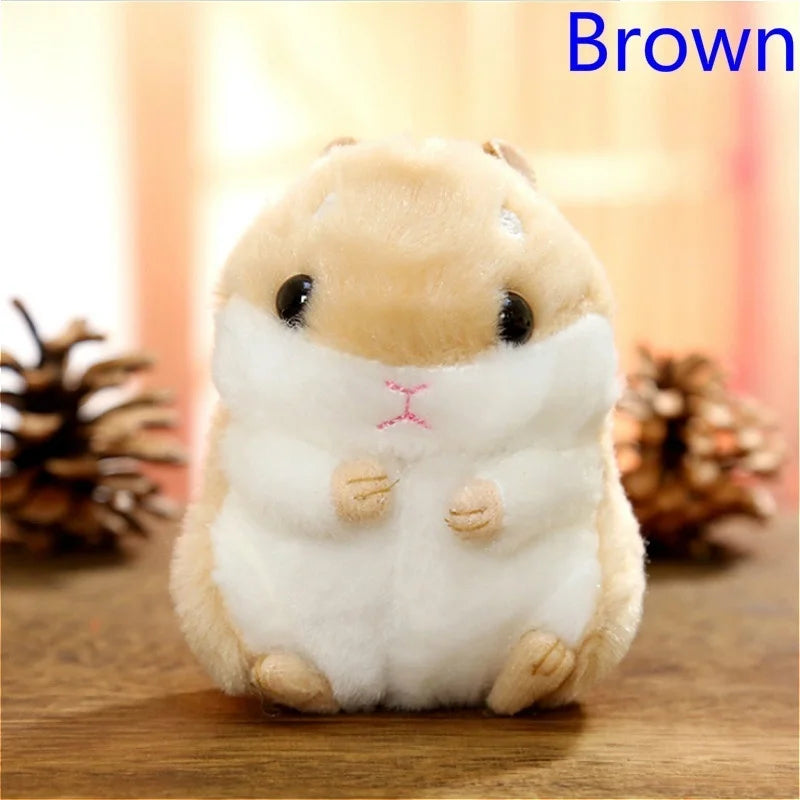 Kawaii Hamster Keychain – Fluffy Faux Fur Pompom Bag Charm Novelty Keychain Axl Brown