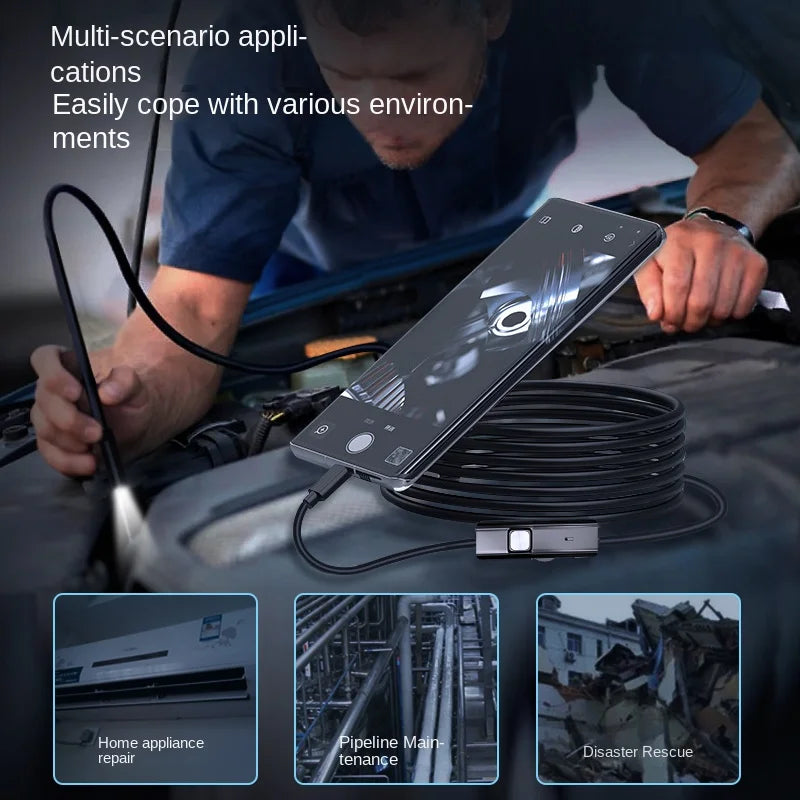 7mm USB-C Borescope Inspection Camera – IP67, 6 LEDs, Android Borescope Inspection Camera Axl