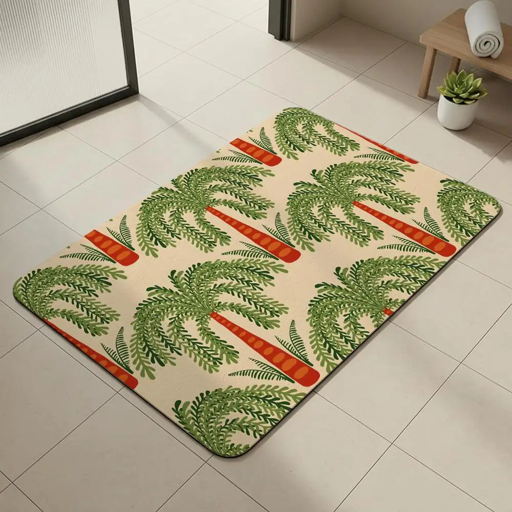 Tropical Palm Diatomite Bath Mat – Quick Dry & Anti-Slip Diatomite Bath Mat Axl White6 30x45cm