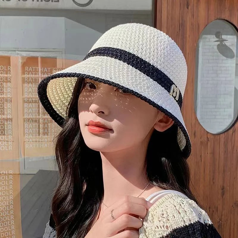 Women's Foldable Bucket Hat – UV Protection Summer Beach Hat Bucket Sun Hat Axl White