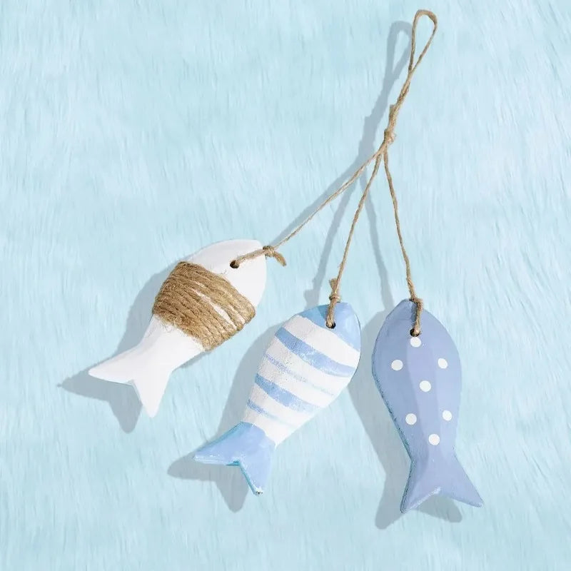 Wooden Fish String Pendant – Carved Sea Fish Hanging Decor Wood Hanging Decor Axl