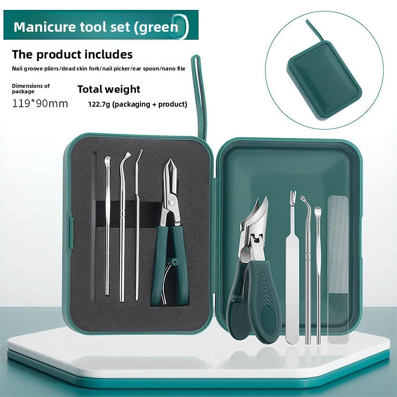 Professional 5-Piece Stainless Steel Manicure Kit & Nail Care Set Manicure Kit Axl Super sharp5Set(gree