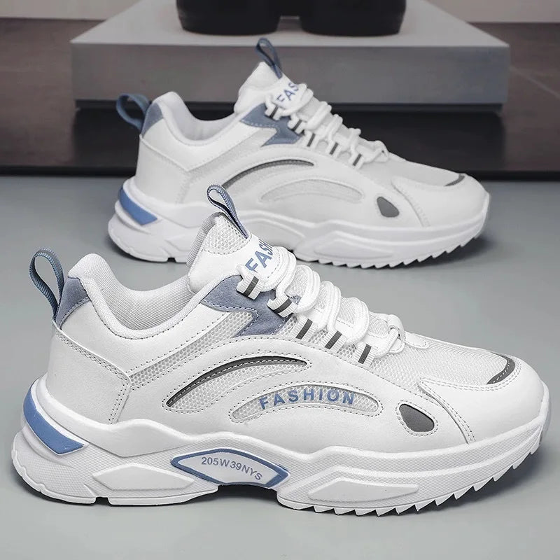YBQJOO Men's Breathable Mesh Casual Sneakers | Anti-Slip Men's Casual Sneakers Axl white blue 42