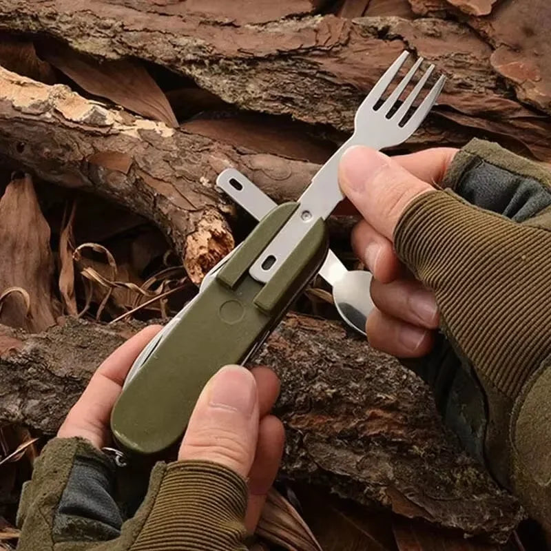 Folding Camping Utensil Set – Stainless Steel Fork Spoon Knife Camping Utensil Set Axl