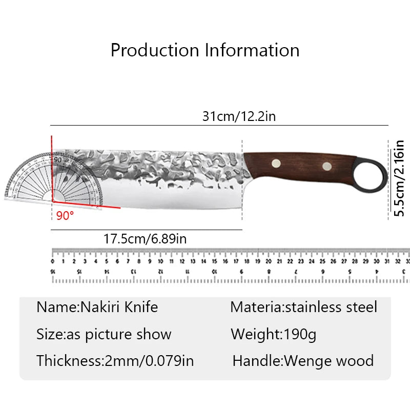 Forged Nakiri Cleaver Knife – Stainless Steel & Wenge Wood Kitchen Cleaver Knife Axl