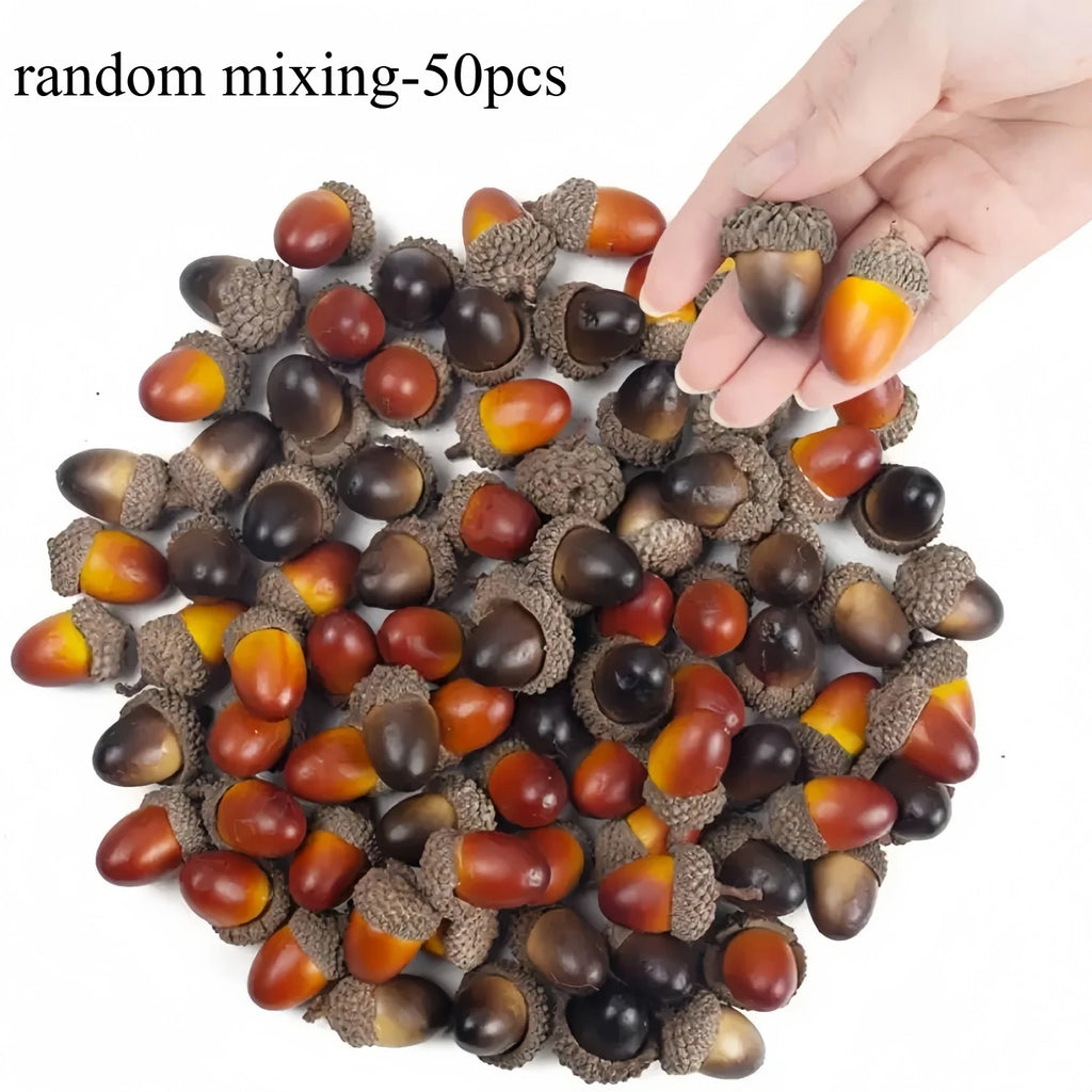 50 Pcs Faux Acorns – Autumn Vase Filler & Wreath Ornaments Seasonal Decor Ornaments Axl random mixing-50pcs