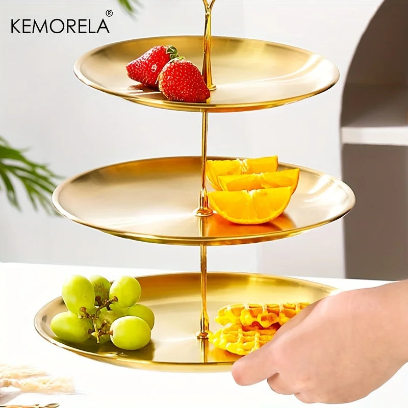 KEMORELA 2/3 Tier Stainless Steel Cake Stand – Gold & Silver Tiered Cake Stand Axl