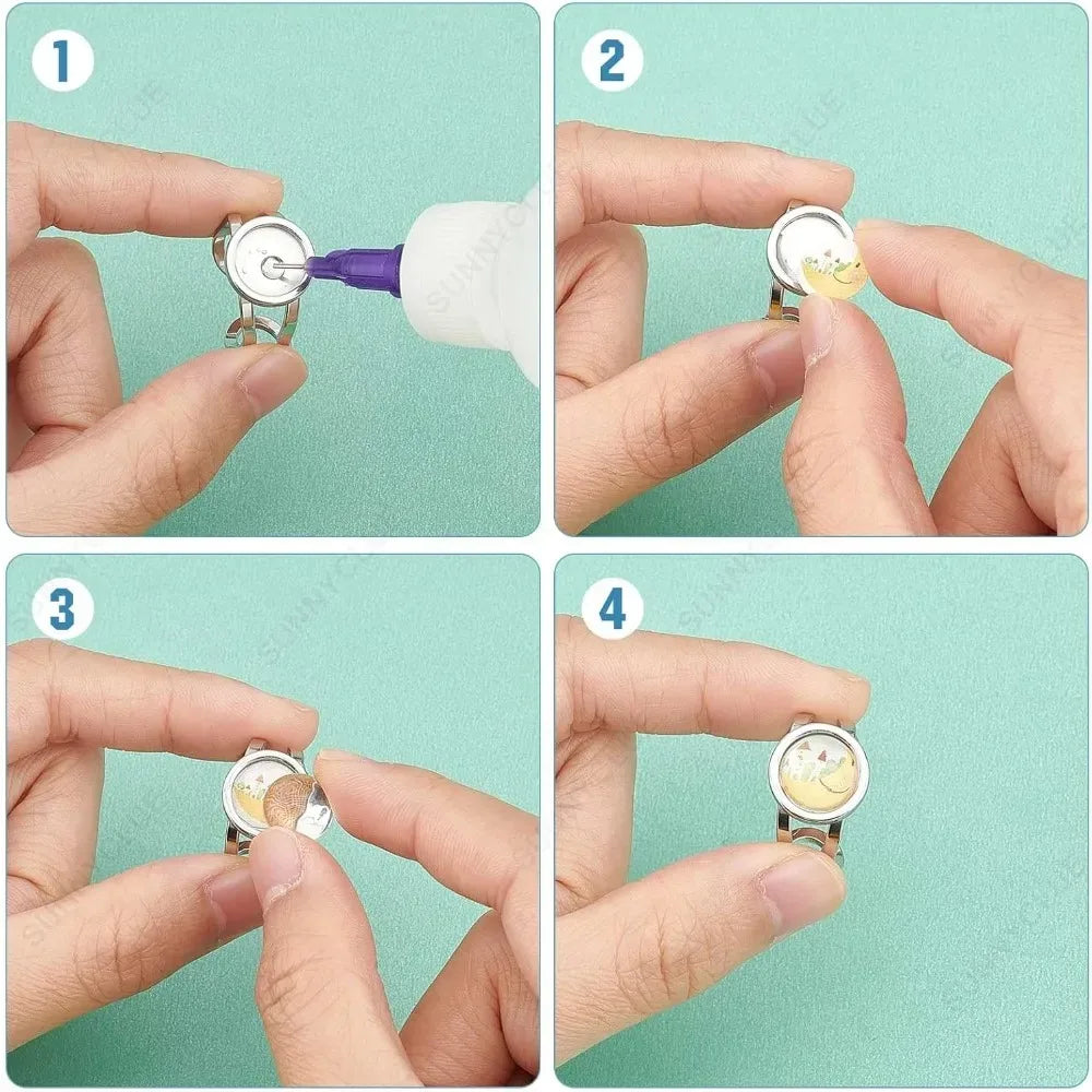 24Pcs Adjustable Ring Blanks & Bezel Tray DIY Jewelry Kit DIY Ring Making Kit Axl