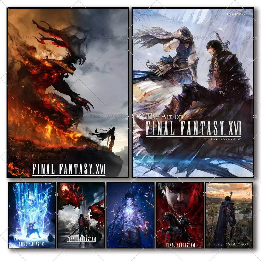 Final Fantasy XVI Game Poster – Self-Adhesive Wall Art Print Wall Art Poster Axl