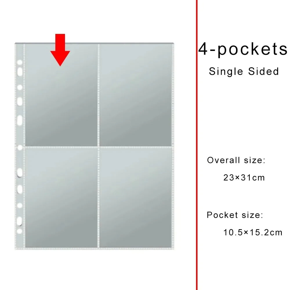A4 Clear Binder Sleeves – 10 Sheet Photo & Card Pages Binder Sleeve Pages Axl 4-pockets