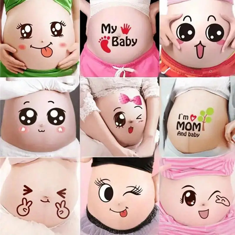 Maternity Belly Stickers 9pcs – Funny Pregnancy Bump Decals Pregnancy Photo Props Axl