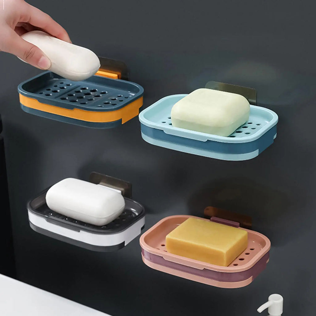 No-Drill Wall Soap Dish with Drain – Self-Adhesive Holder Wall Soap Dish Axl