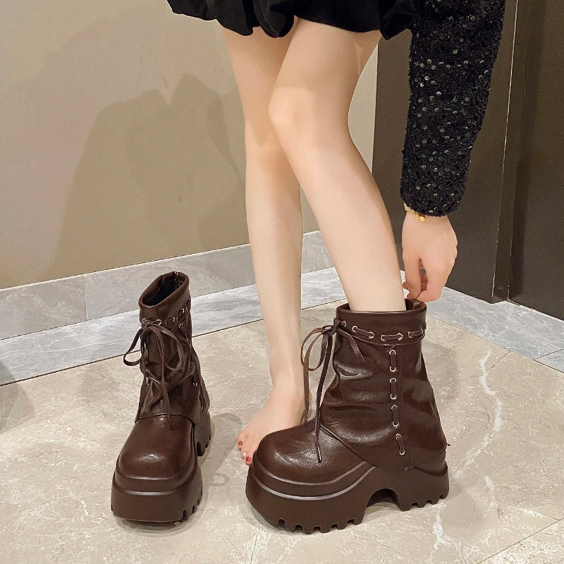 Women's Gothic Punk Platform Combat Boots – 9.5cm Heel Platform Combat Boots Axl