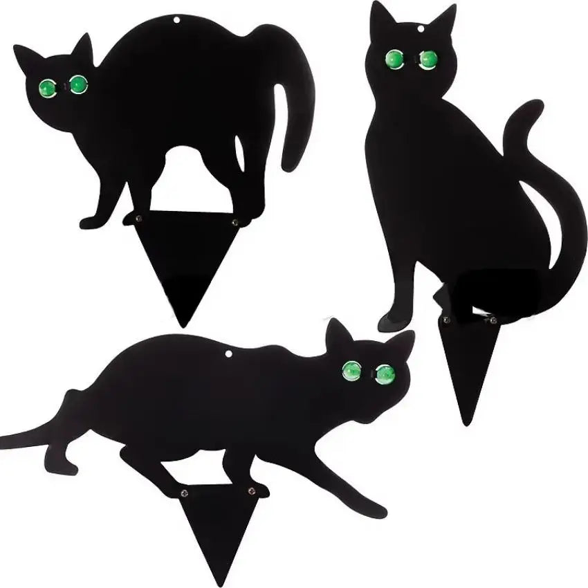 3-Piece Black Cat Halloween Garden Yard Decoration Sign Set Halloween Yard Decor Axl black